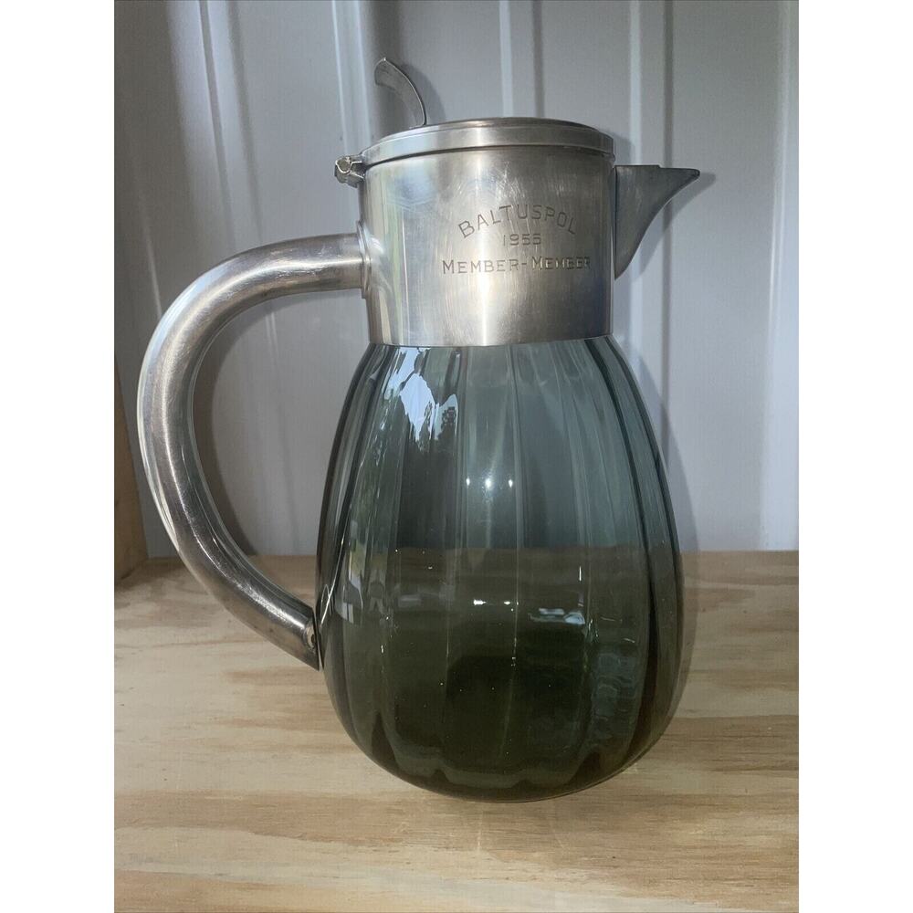 1955 Baltusrol Member-Member Event Presentation Agua Glass & Silver Carafe‎ RARE